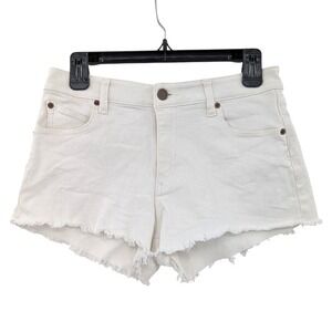 Volcom White Denim Cutoff Shorts 27 Stonewash Stretch Casual Summer Frayed Hem